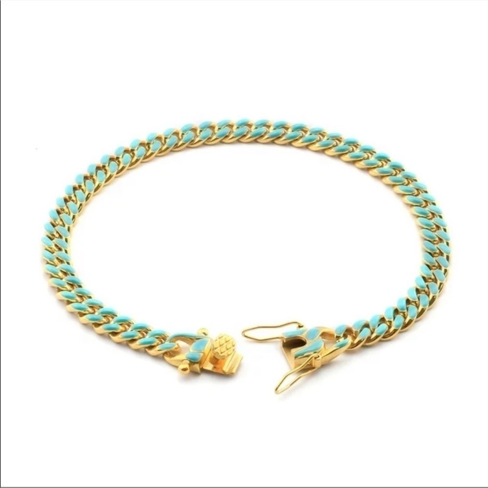 18K gold plated stainless steel bracelet 8.5 inches and 6mm
